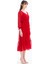 Kadın V Yaka Beli Büzgülü Elbise-Kırmızı 5