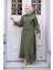 Düğmeli Haki Tesettür Etekli Ikili Takım 44741HK 1