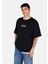 Oversize Fit Yuvarlak Yaka Düz Erkek Siyah Kısa Kol Tişört 1