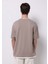 Oversize Fit Yuvarlak Yaka Düz Erkek Bej Kısa Kol Tişört 2