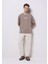 Oversize Fit Yuvarlak Yaka Düz Erkek Bej Kısa Kol Tişört 3