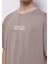Oversize Fit Yuvarlak Yaka Düz Erkek Bej Kısa Kol Tişört 4