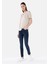 Slim Fit Orta Bel Düz Paça Kadın Indigo Jean Pantolon 1