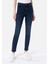 Slim Fit Orta Bel Düz Paça Kadın Indigo Jean Pantolon 4