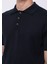 Regular Fit Polo Yaka Jakarlı Erkek Lacivert Kısa Kol Kazak 4