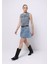 Slim Fit Düz Fermuarlı Kadın Mavi Etek 3