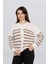 Kadın Taş Düğmeli Çizgili Hırka FLT1013 3