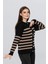 Kadın Taş Düğmeli Çizgili Hırka FLT1013 4