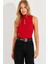 Kadın Kırmızı Önü Damla Kolsuz Triko Bluz YV112 2