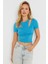 Kadın Pencereli Crop Bluz Mavi AYD278 1