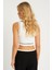 Kadın Beyaz Fitilli Crop Bluz CG359 4