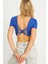 Kadın Saks Sırtı Açık Crop Bluz CG358 1