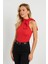 Kadın Fiyonklu Crop Bluz Kırmızı EY2726 2