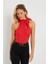 Kadın Fiyonklu Crop Bluz Kırmızı EY2726 5