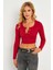 Kadın Fuşya Çıtçıtlı Crop Bluz CG379 3