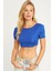Kadın Saks Sırtı Açık Crop Bluz CG358 3