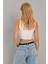 Kadın Beyaz Fitilli Crop Bluz LPP1262 2