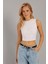 Kadın Beyaz Fitilli Crop Bluz LPP1262 4