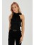 Kadın Siyah Fiyonklu Crop Bluz EY2726 2