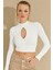 Kadın Beyaz Önü Damla Crop Bluz LPP1243 1