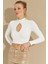 Kadın Beyaz Önü Damla Crop Bluz LPP1243 2