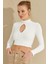 Kadın Beyaz Önü Damla Crop Bluz LPP1243 4