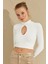 Kadın Beyaz Önü Damla Crop Bluz LPP1243 5