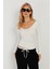 Kadın Beyaz Ön Arka U Yaka Bluz LPP1265 3