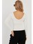 Kadın Beyaz Ön Arka U Yaka Bluz LPP1265 4