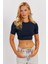 Kadın Lacivert Sırt Dekolteli Crop Bluz CY450 3