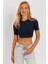 Kadın Lacivert Sırt Dekolteli Crop Bluz CY450 4
