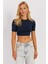 Kadın Lacivert Sırt Dekolteli Crop Bluz CY450 5