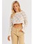 Kadın Ekru Ajurlu Kısa Triko Bluz YZ628 4