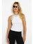 Kadın Beyaz Halter Yaka Kaşkorse Bluz AYD326 2