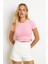 Kadın Pembe Büzgülü Kısa Bluz YZ1079 1