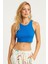 Kadın Mavi Crop Bluz YLE610 2