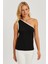 Kadın Siyah Tek Omuz Biyeli Bluz EY2792 3