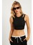 Kadın Siyah Pencereli Crop Bluz CG356 1