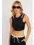 Kadın Siyah Pencereli Crop Bluz CG356 2