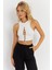 Kadın Beyaz Detaylı Crop Bluz AYD375 1
