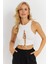 Kadın Beyaz Detaylı Crop Bluz AYD375 2