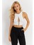 Kadın Beyaz Detaylı Crop Bluz AYD375 3