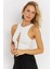 Kadın Beyaz Detaylı Crop Bluz AYD375 5