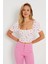 Kadın Çiçekli Crop Bluz Beyaz AYD270 3