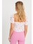 Kadın Çiçekli Crop Bluz Beyaz AYD270 5