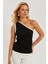 Kadın Siyah Tek Omuz Biyeli Bluz EY2792 5