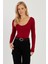 Kadın Bordo Ön Arka U Yaka Bluz LPP1265 3