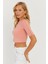 Kadın Pudra Kolları İncili Crop Bluz AYD298 1