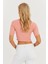 Kadın Pudra Kolları İncili Crop Bluz AYD298 5