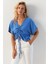 Kadın İndigo Önü Büzgülü Bluz XL2039 3